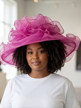 CATO Organza Wide-Brim Hat